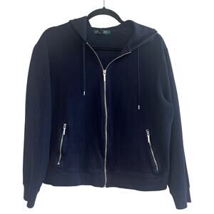 Lauren Ralph Lauren Zip Pockets Full Zip Hoodie Jacket Navy